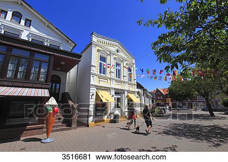 Germany, Lower Saxony. Borkum Island. Pedestrian area in the city center View Large Photo Image Stock Image - Germany, Lower Saxony. Borkum Island. Pedestrian area in the city center. Fotosearch