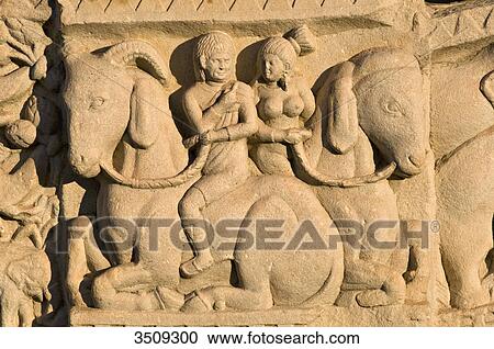 Stock Image - India, Madhya Pradesh, Sanchi, Rear of the eastern gateway; Stupa N1. Fotosearch