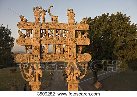 India, Madhya Pradesh, Sanchi, Rear view of the northern gateway (Torana); Stupa N1. View Large Photo Image Stock Image - India, Madhya Pradesh, Sanchi, Rear view of the northern gateway (Torana); Stupa N1.. Fotosearch