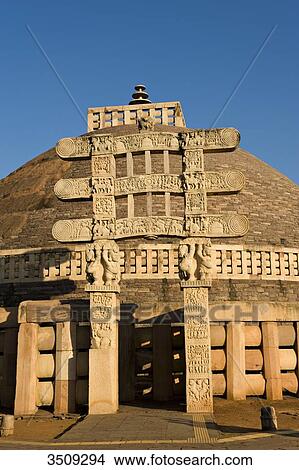 India, Madhya Pradesh, Sanchi, Western gateway; Stupa N1. View Large Photo Image Picture - India, Madhya Pradesh, Sanchi, Western gateway; Stupa N1.. Fotosearch