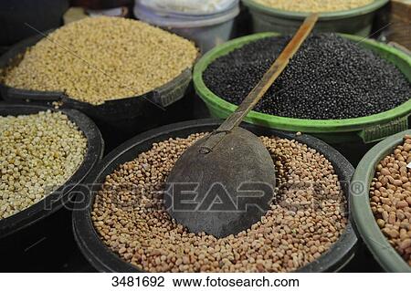 Indonesia, Bali, Singaraja, the market, chickpeas and different types of rice View Large Photo Image Stock Image - Indonesia, Bali, Singaraja, the market, chickpeas and different types of rice. Fotosearch