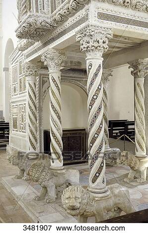 Italy, Campania, Amalfi Coast, Ravello, Duomo (cathedral), the pulpit is decorated with fantastic animals and covered in mosaics View Large Photo Image Stock Photo - Italy, Campania, Amalfi Coast, Ravello, Duomo (cathedral), the pulpit is decorated with fantastic animals and covered in mosaics. Fotosearch