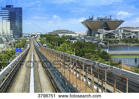 Japan, Tokyo. Aerial subway and Tokyo Big Sight, View Large Photo Image Stock Image - Japan, Tokyo. Aerial subway and Tokyo Big Sight,. Fotosearch