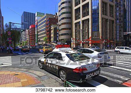 Stock Image - Japan, Tokyo. Police car. Fotosearch