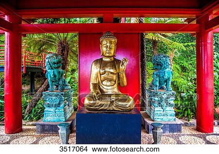 Picture - Madeira Island, Buddha sitting in the eastern region of the Monte Palace Tropical Gardens. Fotosearch