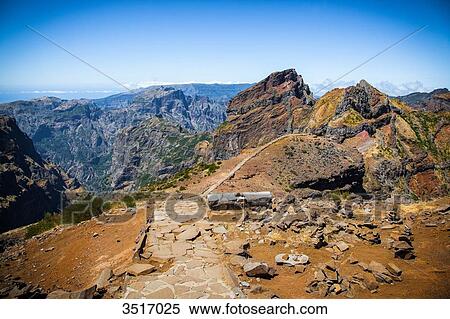 Madeira Island, Pico do Arieiro, road with stone bench View Large Photo Image Stock Photography - Madeira Island, Pico do Arieiro, road with stone bench. Fotosearch