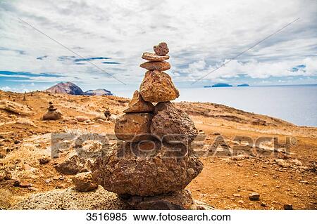 Madeira, Ponta do Furado stone mound View Large Photo Image Stock Photography - Madeira, Ponta do Furado stone mound. Fotosearch