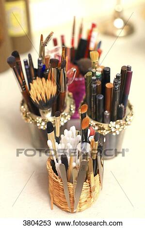 Make-up accessories in a beauty parlour View Large Photo Image Stock Image - Make-up accessories in a beauty parlour. Fotosearch