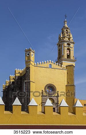 Stock Image - Mexico, Puebla State, Cholula, Church San Gabriel, 16th century. Fotosearch