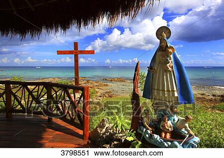 Stock Image - Mexico, Quintana Roo, Cozumel Island. Church.. Fotosearch