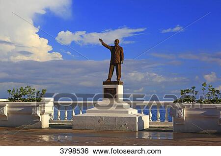 Stock Photograph - Mexico, Quintana Roo, Cozumel Island. San Miguel de Cozumel.. General Rafael Melgar statue.. Fotosearch