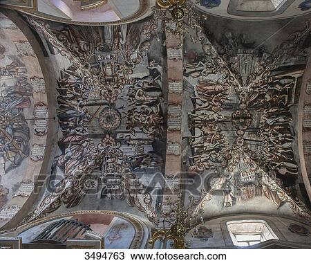 Mexico, State of Guanajuato, Baroque frescoes by Antonio Martinez de Pocasangre, vault of the nave, sanctuary of Jesus Nazareno de Atotonilco, 18th century View Large Photo Image Stock Image - Mexico, State of Guanajuato, Baroque frescoes by Antonio Martinez de Pocasangre, vault of the nave, sanctuary of Jesus Nazareno de Atotonilco, 18th century. Fotosearch