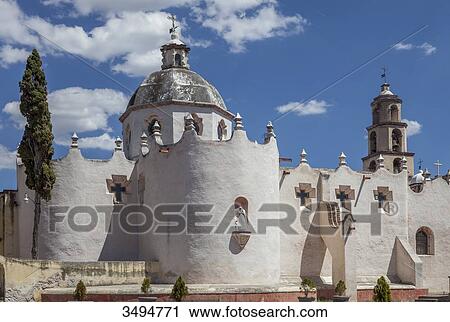 Stock Image - Mexico, State of Guanajuato, Facade, Sanctuary of Jesus Nazareno de Atotonilco, 18th century. Fotosearch