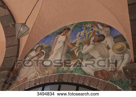 Picture - Mexico, State of Guanajuato, San Miguel de Allende, Paintings by David Alfaro Siqueiros in the conven's old refectory, nowadays the Cultural Center El Nicromante. Fotosearch