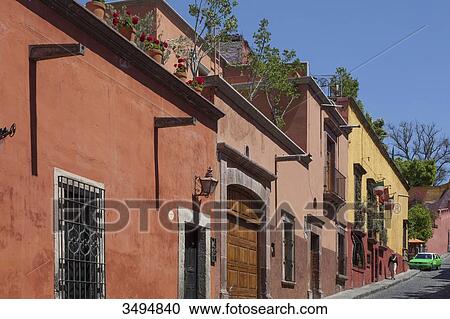 Mexico, State of Guanajuato, San Miguel de Allende, a street in the old town, Cuna de Allende View Large Photo Image Stock Image - Mexico, State of Guanajuato, San Miguel de Allende, a street in the old town, Cuna de Allende. Fotosearch