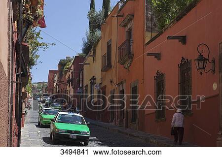 Mexico, State of Guanajuato, San Miguel de Allende, astreet in the old town, Cuna de Allende View Large Photo Image Stock Image - Mexico, State of Guanajuato, San Miguel de Allende, astreet in the old town, Cuna de Allende. Fotosearch