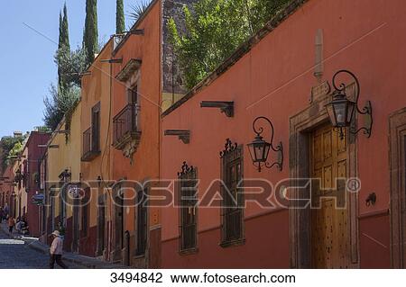 Mexico, State of Guanajuato, San Miguel de Allende, a street in the old town, Cuna de Allende View Large Photo Image Stock Image - Mexico, State of Guanajuato, San Miguel de Allende, a street in the old town, Cuna de Allende. Fotosearch