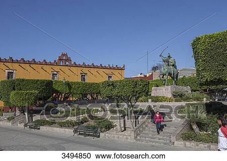 Mexico, State of Guanajuato, San Miguel de Allende, statue of Allende, Plaza civica Allende and Colegio San Francisco de Sales View Large Photo Image Stock Image - Mexico, State of Guanajuato, San Miguel de Allende, statue of Allende, Plaza civica Allende and Colegio San Francisco de Sales. Fotosearch