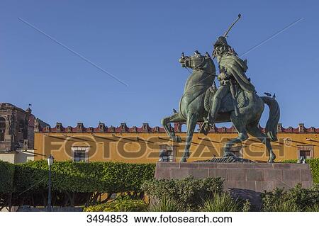 Mexico, State of Guanajuato, San Miguel de Allende, statue of Allende, Plaza civica Allende and Colegio San Francisco de Sales View Large Photo Image Stock Image - Mexico, State of Guanajuato, San Miguel de Allende, statue of Allende, Plaza civica Allende and Colegio San Francisco de Sales. Fotosearch
