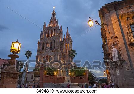 Stock Photo - Mexico, State of Guanajuato, San Miguel de Allende, San Miguel Arcangel Cathedral, Neogothic style, late 19th century. Fotosearch