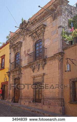 Stock Photo - Mexico, State of Guanajuato, San Miguel de Allende, A street in the old town, Cuna de Allende. Fotosearch