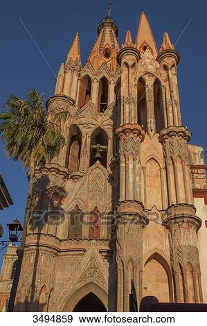 Mexico, State of Guanajuato, San Miguel de Allende, San Miguel Arcangel Cathedral, Neogothic style, late 19th century View Large Photo Image Stock Photo - Mexico, State of Guanajuato, San Miguel de Allende, San Miguel Arcangel Cathedral, Neogothic style, late 19th century. Fotosearch