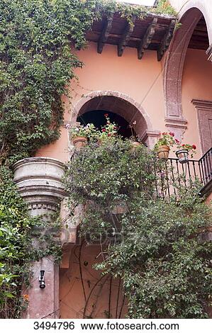 Stock Photograph - Mexico, State of Guanajuato, San Miguel de Allende, Hotel restaurant Posada Carmina. Fotosearch