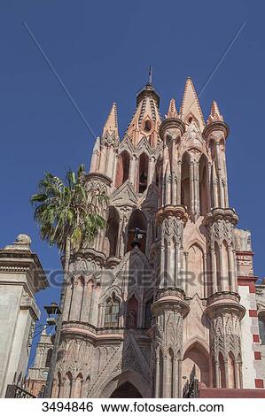 Stock Photograph - Mexico, State of Guanajuato, San Miguel de Allende, San Miguel Arcangel Cathedral, Neogothic style, late 19th century. Fotosearch