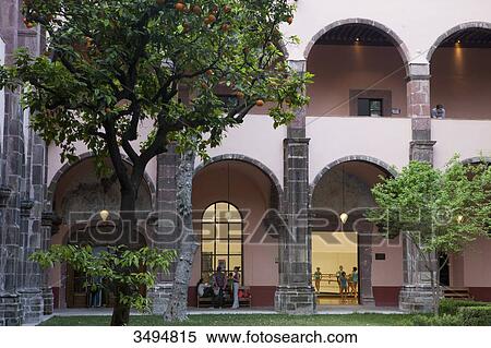 Mexico, State of Guanajuato, San Miguel de Allende, Patio of the Cultural Center El Nicromante, old cloister, Fine arts View Large Photo Image Stock Photography - Mexico, State of Guanajuato, San Miguel de Allende, Patio of the Cultural Center El Nicromante, old cloister, Fine arts. Fotosearch