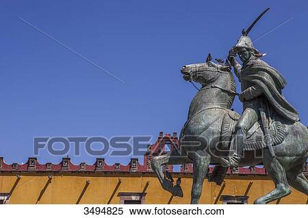 Mexico, State of Guanajuato, San Miguel de Allende, statue of Allende and Colegio San Francisco de Sales View Large Photo Image Stock Photography - Mexico, State of Guanajuato, San Miguel de Allende, statue of Allende and Colegio San Francisco de Sales. Fotosearch
