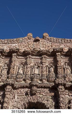 Mexico, Zacatecas state, Zacatecas, a UNESCO World Heritage. Cathedral, churrigueressque pink sandstone facade, 18th century View Large Photo Image Stock Photography - Mexico, Zacatecas state, Zacatecas, a UNESCO World Heritage. Cathedral, churrigueressque pink sandstone facade, 18th century. Fotosearch