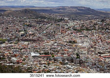 Stock Image - Mexico, Zacatecas state, Zacatecas, General view of Zacatecas from the Cerro de la Bufa, Unesco World Heritage. Fotosearch