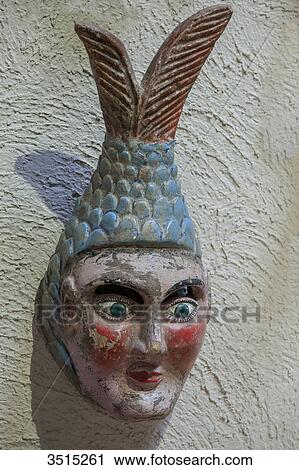 Stock Image - Mexico, Zacatecas state, Zacatecas, collection of masks from Rafael Coronel Museum. Fotosearch
