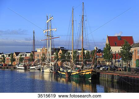 Netherlands, Friesland. Harlingen. The harbour. View Large Photo Image Stock Photo - Netherlands, Friesland. Harlingen. The harbour.. Fotosearch