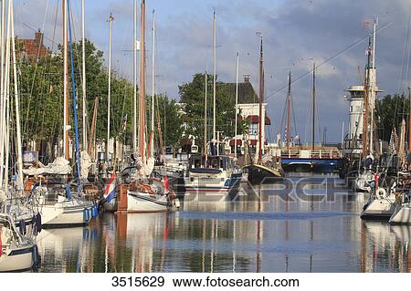 Netherlands, Friesland. Harlingen. The harbour. View Large Photo Image Stock Photo - Netherlands, Friesland. Harlingen. The harbour.. Fotosearch