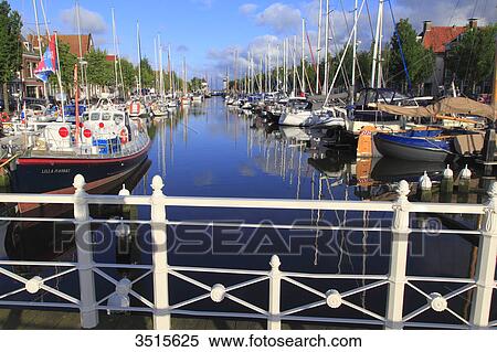 Stock Photography - Netherlands, Friesland. Harlingen. The harbour.. Fotosearch