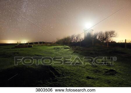 Normandy. Manche. Pointe d'Agon Coutainville. The semaphore at night, under the stars. View Large Photo Image Stock Photograph - Normandy. Manche. Pointe d'Agon Coutainville. The semaphore at night, under the stars.. Fotosearch