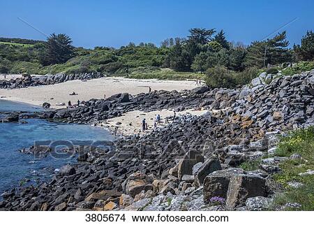 Picture - Normandy, Manche, the Grande Ile Chausey, west coast beach. Fotosearch