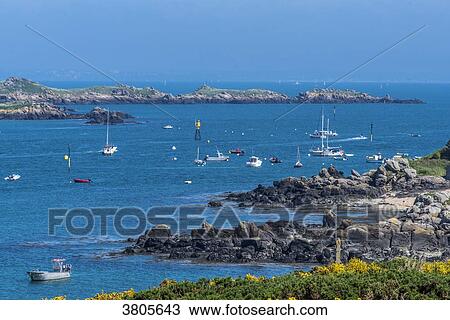 Normandy, Manche, the Grande Ile Chausey, anchorage of the Sound boat View Large Photo Image Stock Image - Normandy, Manche, the Grande Ile Chausey, anchorage of the Sound boat. Fotosearch