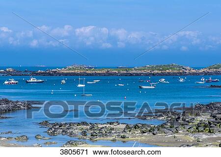 Normandy, Manche, the Grande Ile Chausey, boats anchorage in the Gros Mont inlet View Large Photo Image Stock Image - Normandy, Manche, the Grande Ile Chausey, boats anchorage in the Gros Mont inlet. Fotosearch