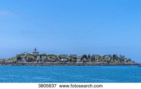 Normandy, Manche, the Grande Ile Chausey, lighthouse and houses View Large Photo Image Stock Photo - Normandy, Manche, the Grande Ile Chausey, lighthouse and houses. Fotosearch