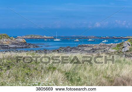Normandy, Manche, the Grande Ile Chausey, inlet View Large Photo Image Stock Photo - Normandy, Manche, the Grande Ile Chausey, inlet. Fotosearch