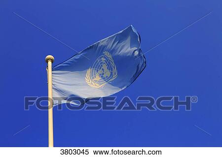 ONU flag in a blue sky View Large Photo Image Stock Photography - ONU flag in a blue sky. Fotosearch