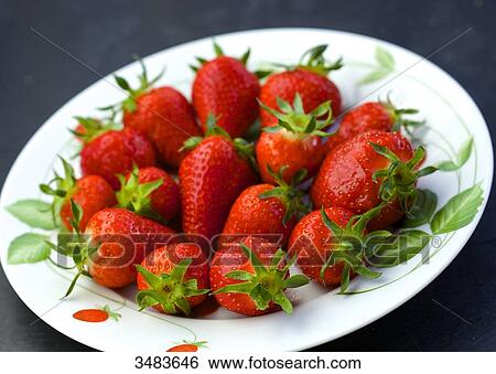 Plate of strawberries View Large Photo Image Stock Photograph - Plate of strawberries. Fotosearch