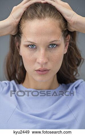 Portrait of a woman posing View Large Photo Image Stock Photo - Portrait of a woman posing. Fotosearch