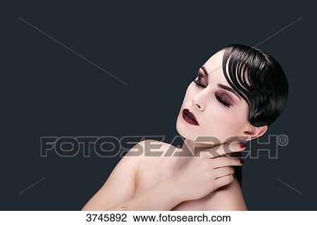 Portrait of a young woman, eyes closed View Large Photo Image Stock Image - Portrait of a young woman, eyes closed. Fotosearch