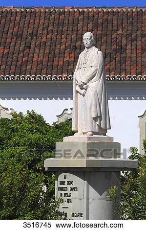 Portugal, Algarve. Faro. Dom Francisco Gomes statue, in front of the episcopal Palace. View Large Photo Image Stock Photography - Portugal, Algarve. Faro. Dom Francisco Gomes statue, in front of the episcopal Palace.. Fotosearch