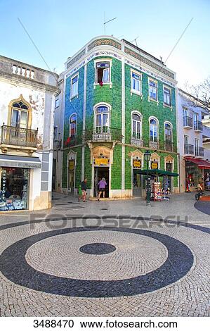 Portugal, Algarve, Lagos. Tiled house on th emain square View Large Photo Image Stock Image - Portugal, Algarve, Lagos. Tiled house on th emain square. Fotosearch