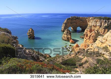 Portugal Algarve, Marinha. Cliffs. View Large Photo Image Stock Image - Portugal Algarve, Marinha. Cliffs.. Fotosearch