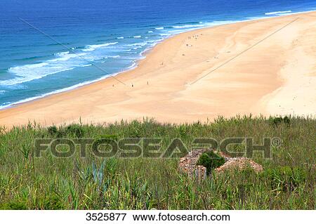 Stock Photo - Portugal, Nazare. Praia do Norte. The northern beach.. Fotosearch